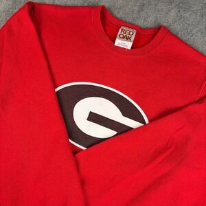 Vintage Red Oak Sweatshirt Mens S Red Georgia Bulldogs Logo Y2K 90s Gift